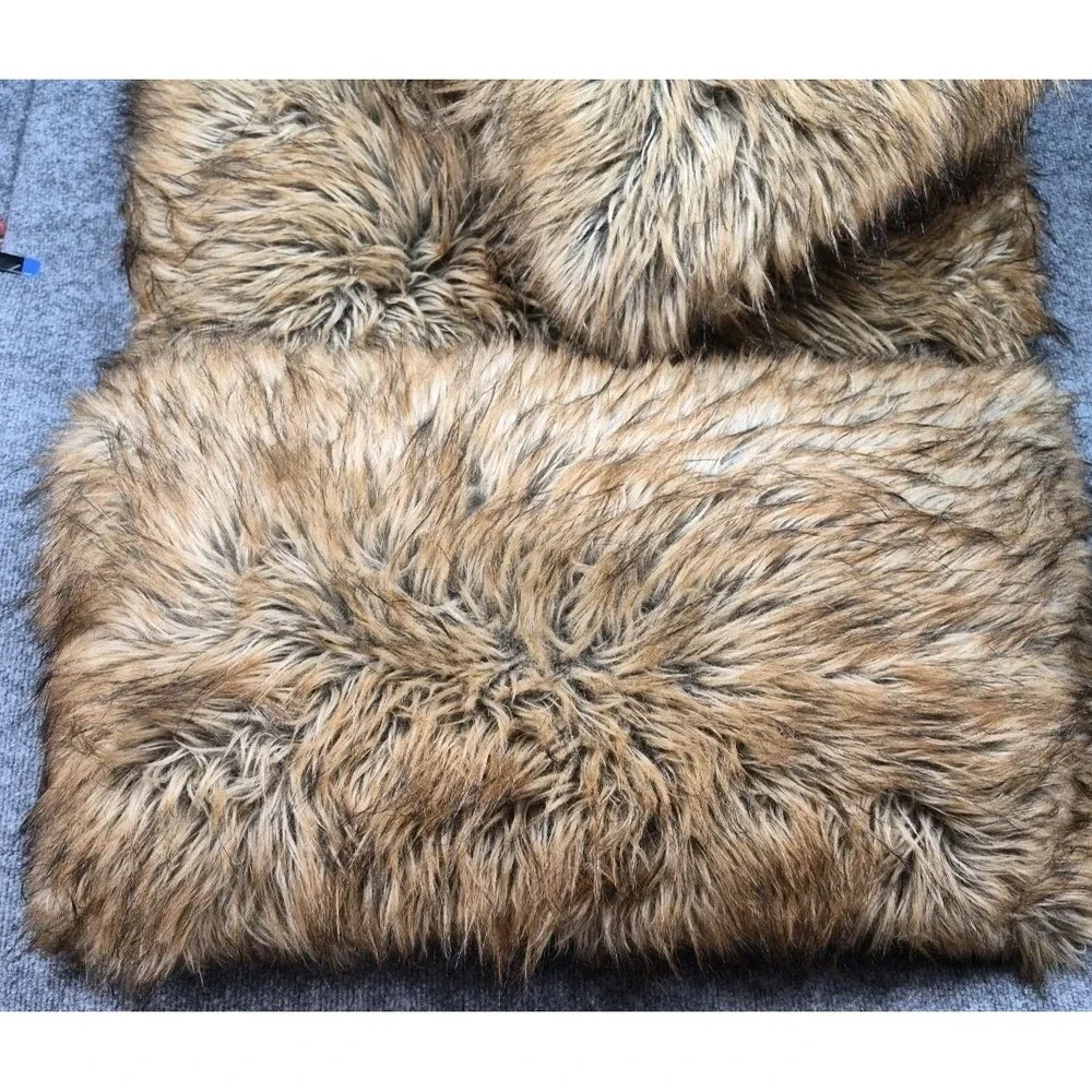 Set Of 4 Ashley Faux Fur Zippered Throw Pillows  26x16in~Soft, Fuzzy~EUC